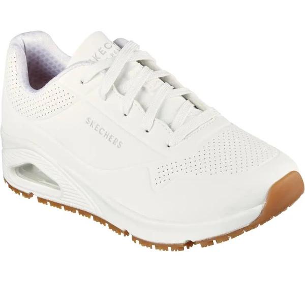 Skechers Women's Sneaker White Work Relaxed Fit Uno Sneaker 8.5 M