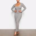 SKIMS Blue Soft Lounge Long Sleeve Maxi Dress