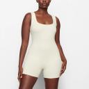 SKIMS off-white Cotton Rib Onesie Jumpsuit