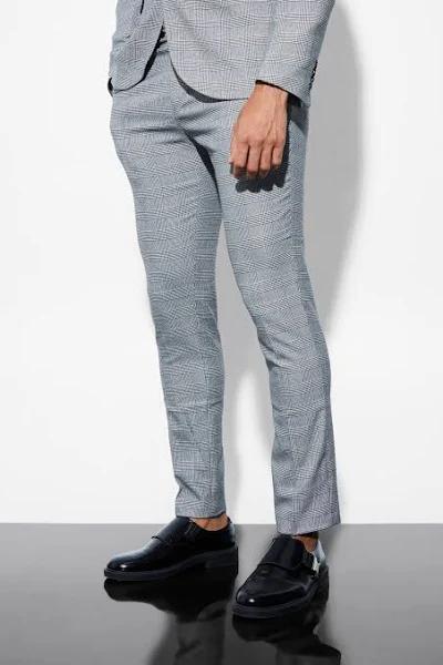 Skinny Black Check Suit Trousers