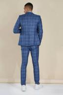 Skinny Blue Check Suit Trousers