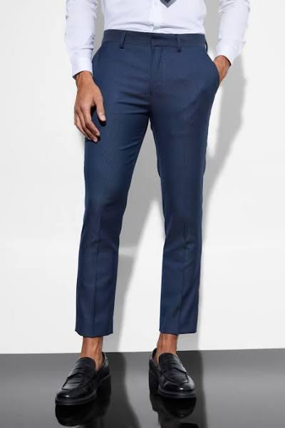 Skinny Cropped Pique Suit Trousers