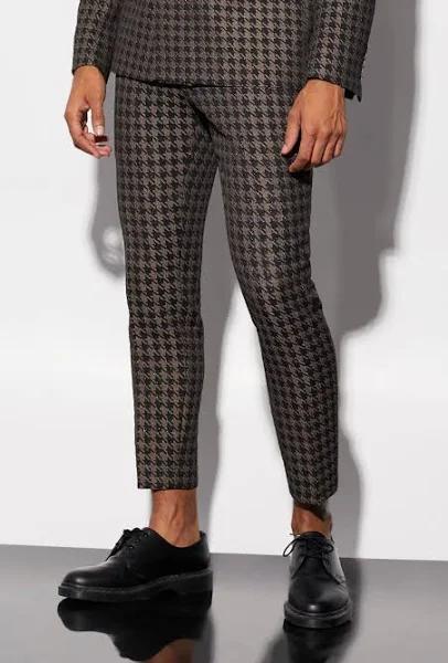 Skinny Fit Dogtooth Crop Suit Trousers