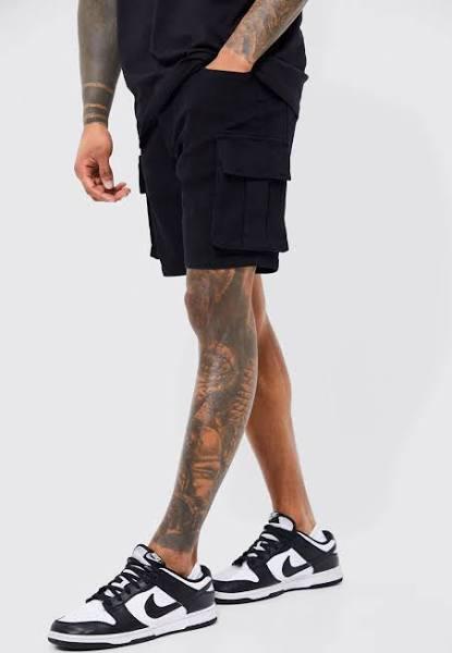 Skinny Stretch Denim Cargo Shorts