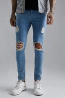 Skinny Stretch Exploded Knee Ripped Jeans