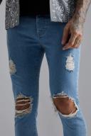 Skinny Stretch Exploded Knee Ripped Jeans