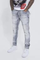 Skinny Stretch Heavy Bleached Ripped Jean