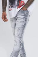 Skinny Stretch Heavy Bleached Ripped Jean