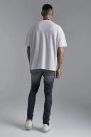 Skinny Stretch Knee Rip Jeans With Zips