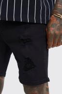 Skinny Stretch Multi Rip Denim Shorts