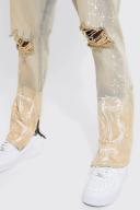 Skinny Stretch Paint Splatter Bleached Ripped Jeans