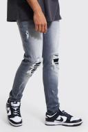 Skinny Stretch PU Rip & Repair Jeans