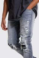 Skinny Stretch PU Rip & Repair Jeans