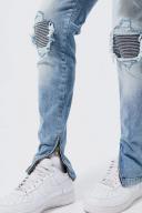 Skinny Stretch Rip and Repair Jeans With Zips