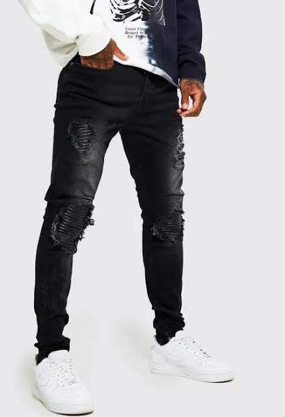 Skinny Stretch Rip & Repair Biker Jeans