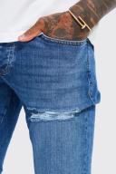 Skinny Stretch Ripped Jeans with Zip Hem