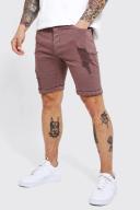 Skinny Stretch Ripped Overdye Denim Shorts
