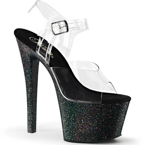 SKY-308MG Clear/Black Platform Sandal 5