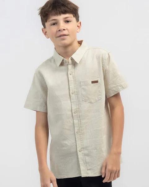 Skylark Boys' Hemp Short Sleeve Shirt in Natural | Size 10