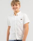 Skylark Boys' Hemp Short Sleeve Shirt in Natural | Size 12