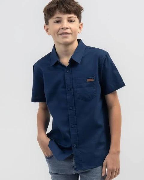 Skylark Boys' Hemp Short Sleeve Shirt in Navy | Size 10