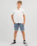 Skylark Boys' Hemp Short Sleeve Shirt in White | Size 16