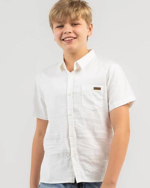 Skylark Boys' Hemp Short Sleeve Shirt in White | Size 16