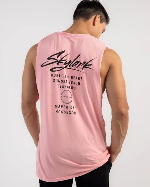 Skylark Men's Journeys Muscle Tank Top in Pink | Size Large