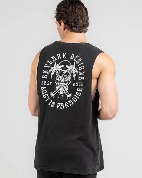 Skylark Men's Lost in Paradise Muscle Tank Top in Black | Size Small