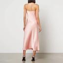 Sleeper Boheme Feather-trimmed Satin Midi Dress - S