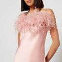 Sleeper Boheme Feather-trimmed Satin Midi Dress - S