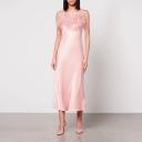 Sleeper Boheme Slip Dress With Feathers in Dust Pink