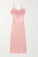 Sleeper Boheme Slip Dress With Feathers in Dust Pink