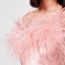 Sleeper Boheme Slip Dress With Feathers in Dust Pink
