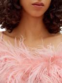 Sleeper Boheme Slip Dress With Feathers in Dust Pink