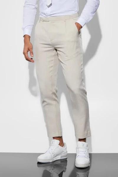 Slim Cropped Texture Suit Trousers