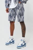 Slim Fit Fabric Interest Denim Shorts
