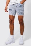 Slim Fit Ripped Denim Shorts