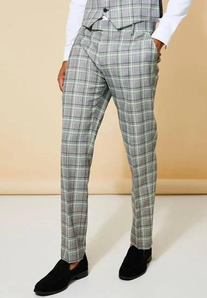 Slim Neon Check Suit Trouser