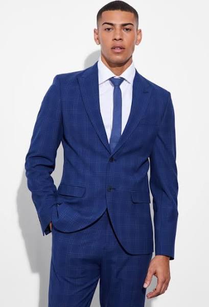Slim Single Breasted Check Suit Jacket