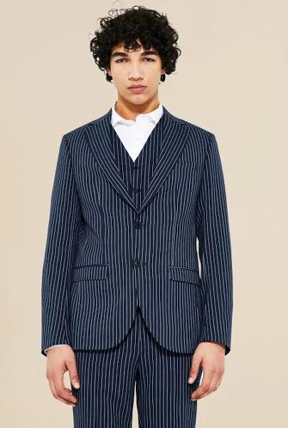 Slim Single Breasted Pinstripe Suit Jacket