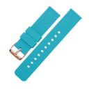 Soft Silicone Watch Band / Strap in Aqua Blue w/ Rose Gold Buckle, Width 22mm | Barton