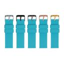 Soft Silicone Watch Band / Strap in Aqua Blue w/ Rose Gold Buckle, Width 22mm | Barton