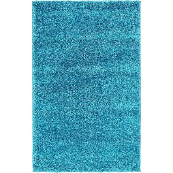 Solid Frieze 100cm x 160cm Turquoise Blue Area Rug