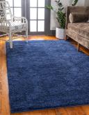 Solid Frieze 305cm x 429cm Navy Blue Blue Area Rug