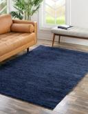 Solid Frieze 305cm x 429cm Navy Blue Blue Area Rug