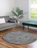 Solid Frieze 366cm x 366cm Round Gray Area Rug