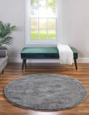 Solid Frieze 366cm x 366cm Round Gray Area Rug