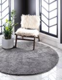 Solid Frieze 366cm x 366cm Round Gray Area Rug