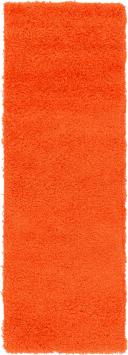 Solid Shag 185cm x 185cm Round Tiger Orange Area Rug